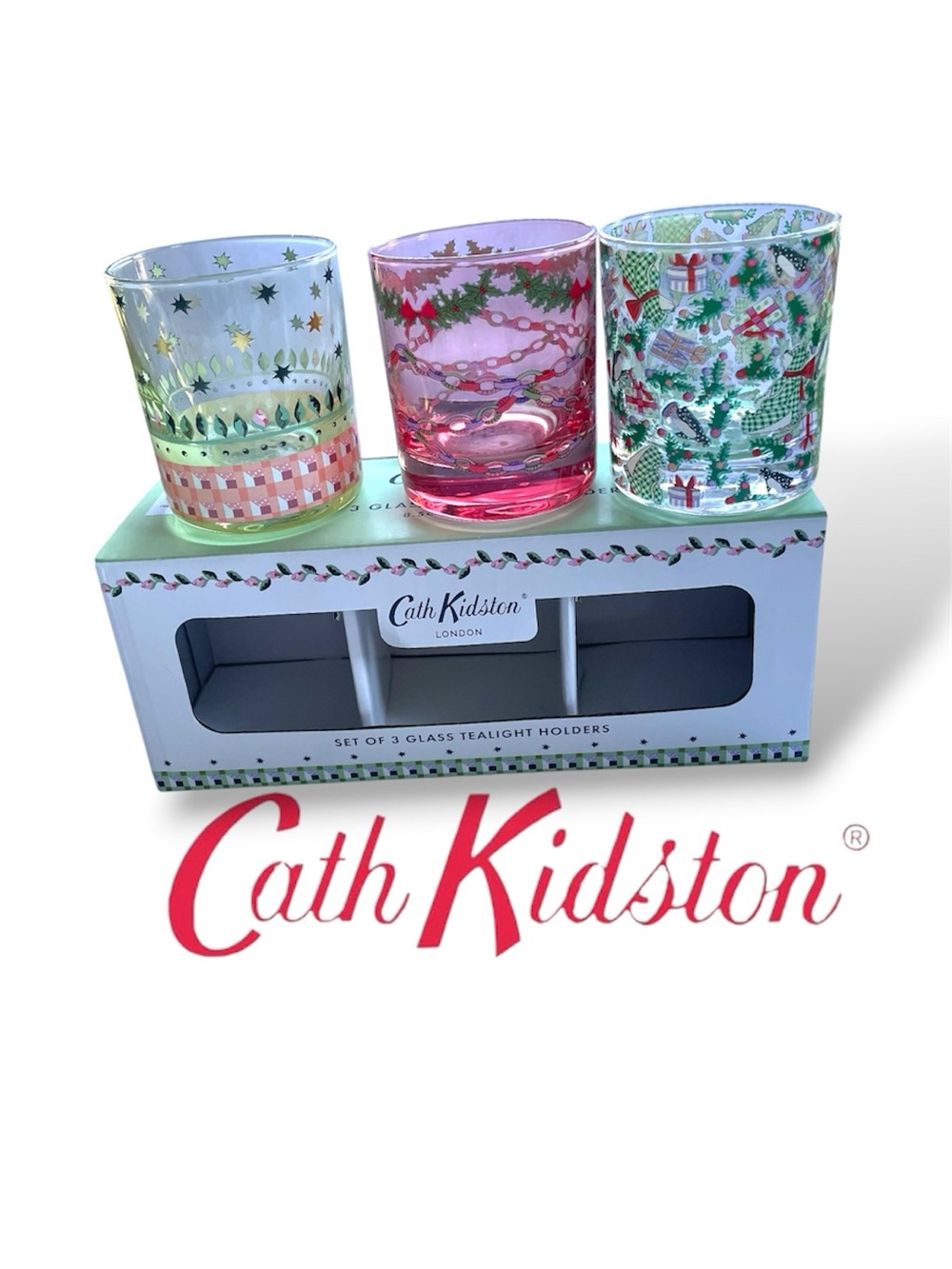 Holiday 3 Piece Glass Tealight Holders Set Cath Kidston